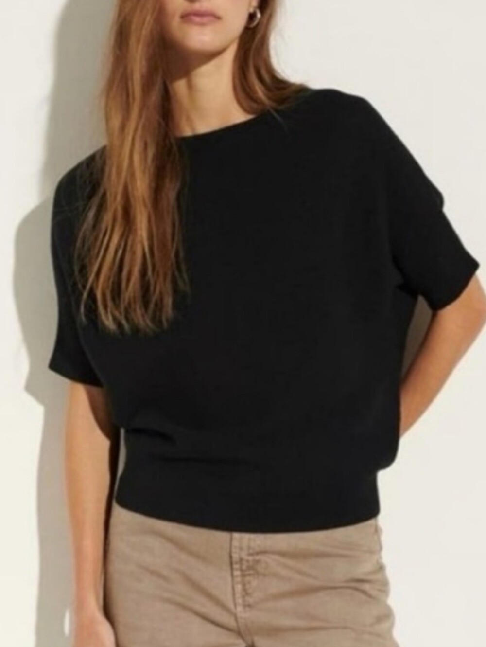The Reset Black Knit Short Sleeve Top Wool/ Cashmere L/XL